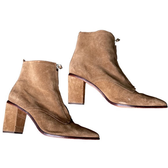 SCHUTZ Brown Nayra Kangaroo Zip Front Suede Ankle Boots Women’s US10 - Picture 2 of 6